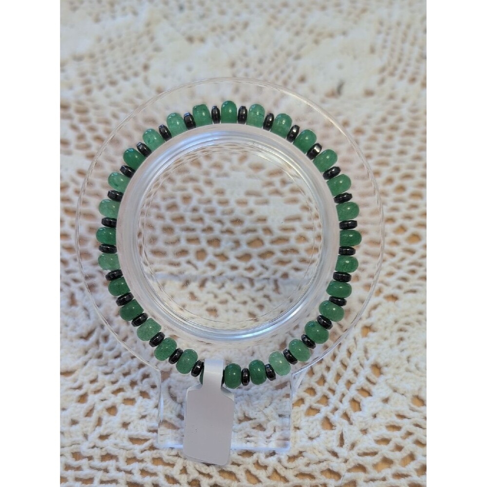 Green Onyx And Hematite Stretch Bracelet